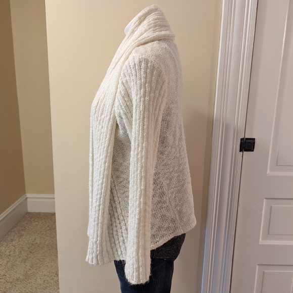 Mode de Paris by saga cream open front cardigan w/ oversized drap detail size M - Picture 2 of 8